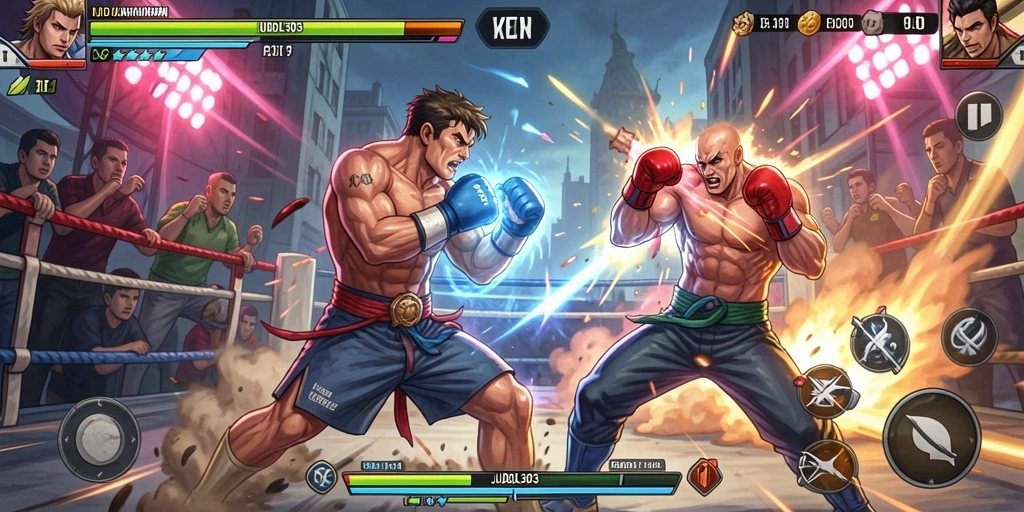 Screenshot gameplay JUDOL303 menampilkan pertarungan seru antar karakter.