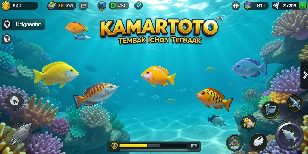 Screenshot gameplay KAMARTOTO menampilkan serunya menembak ikan.