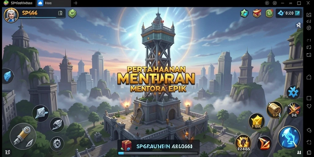 Tampilan gameplay menarik dari SP666 dalam genre Tower Defense.