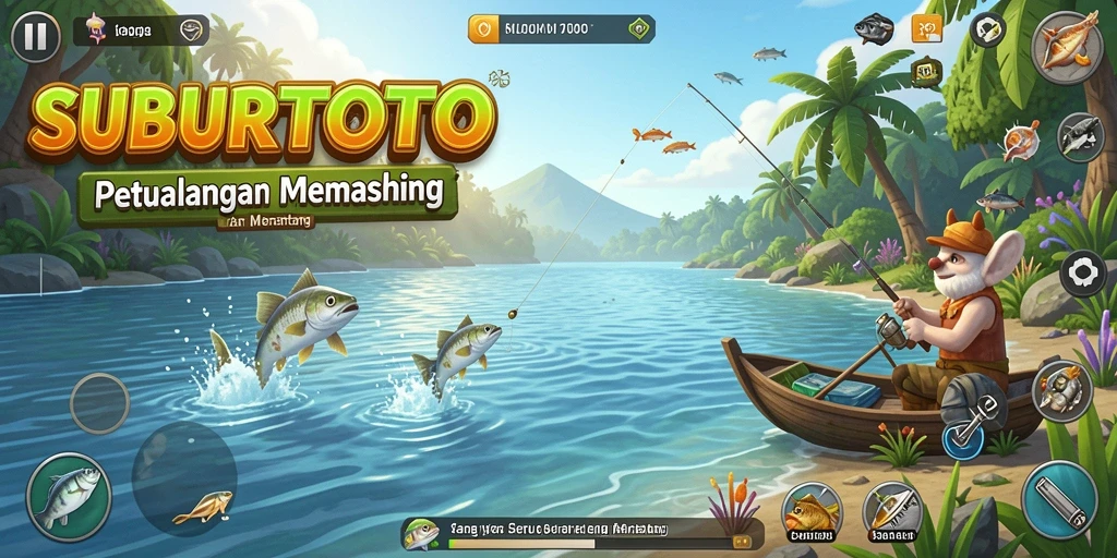 Tampilan gameplay SUBURTOTO yang menarik dalam aksi menangkap ikan.
